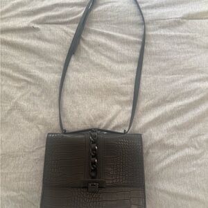 Elegant Black Crocodile-Embossed Bag